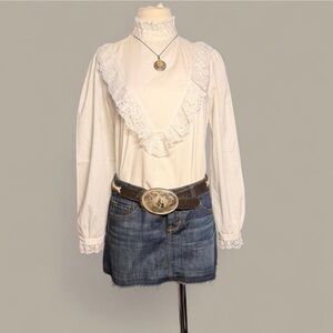 Ivory Lace Ruffle Victorian Blouse